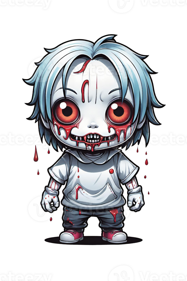 AI generated Illustration of cute cartoon character zombie girl png