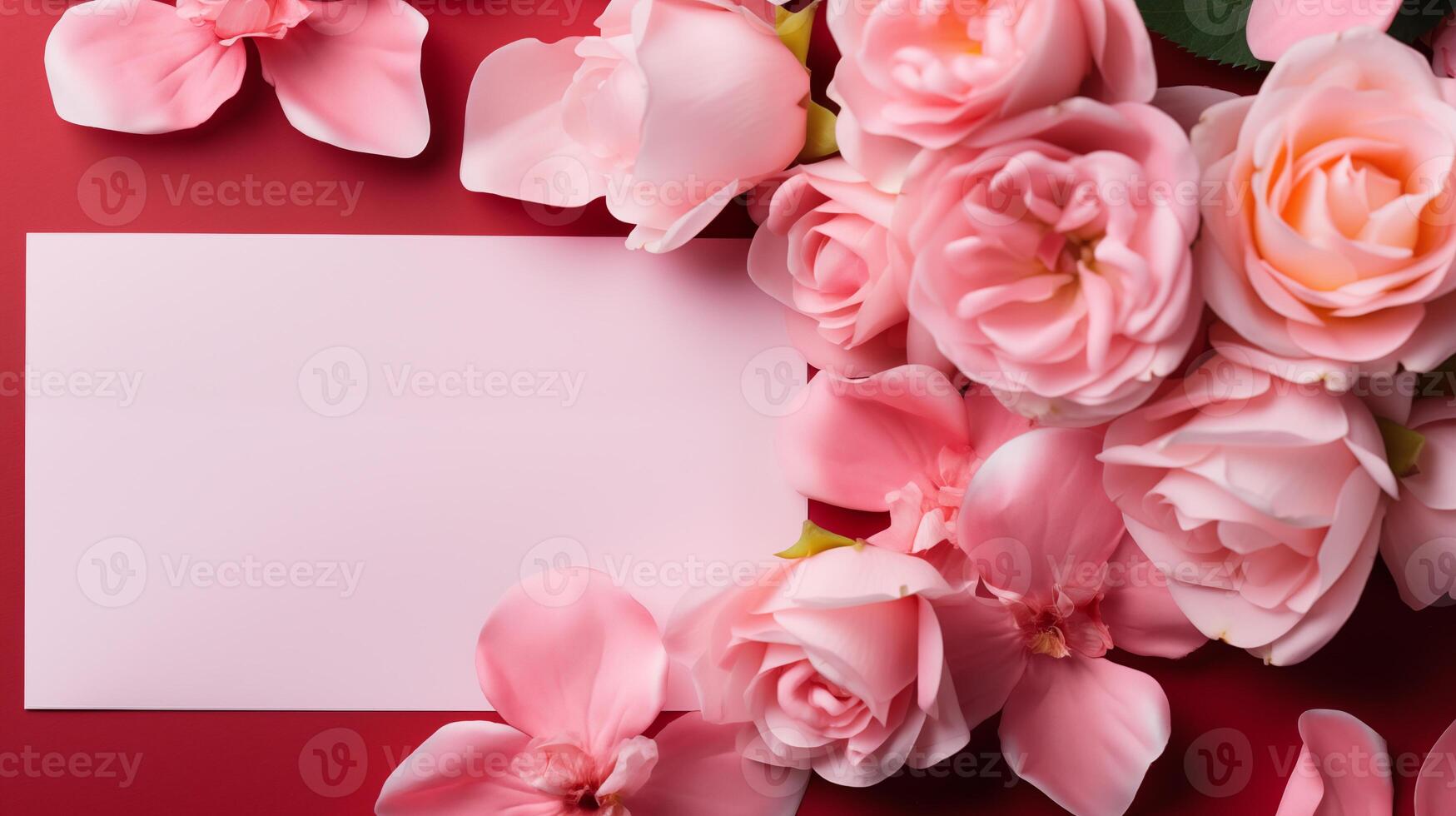 AI generated Floral Frame with Blank Space, Perfect for Invitations and Romantic Messages photo