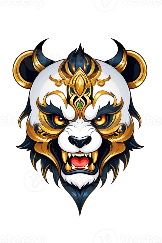 AI generated Illustration of a golden panda head png