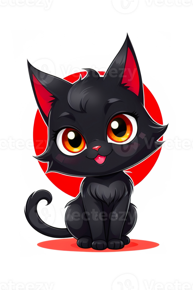 ai généré mignonne diable noir chat png