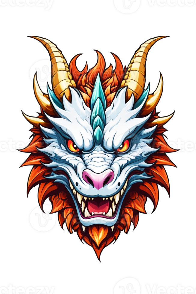 AI generated Dragon head color illustration png