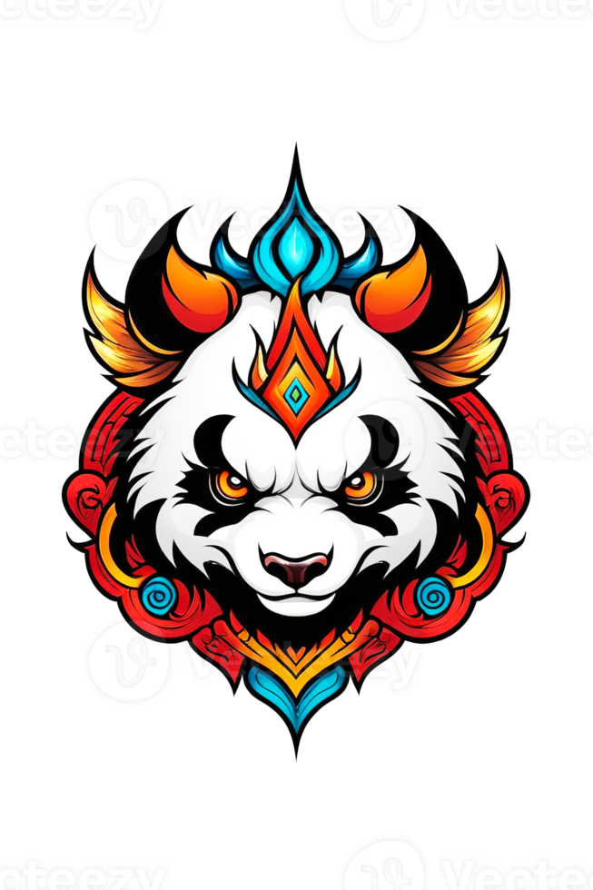 AI generated Illustration of a panda head devil illustration png