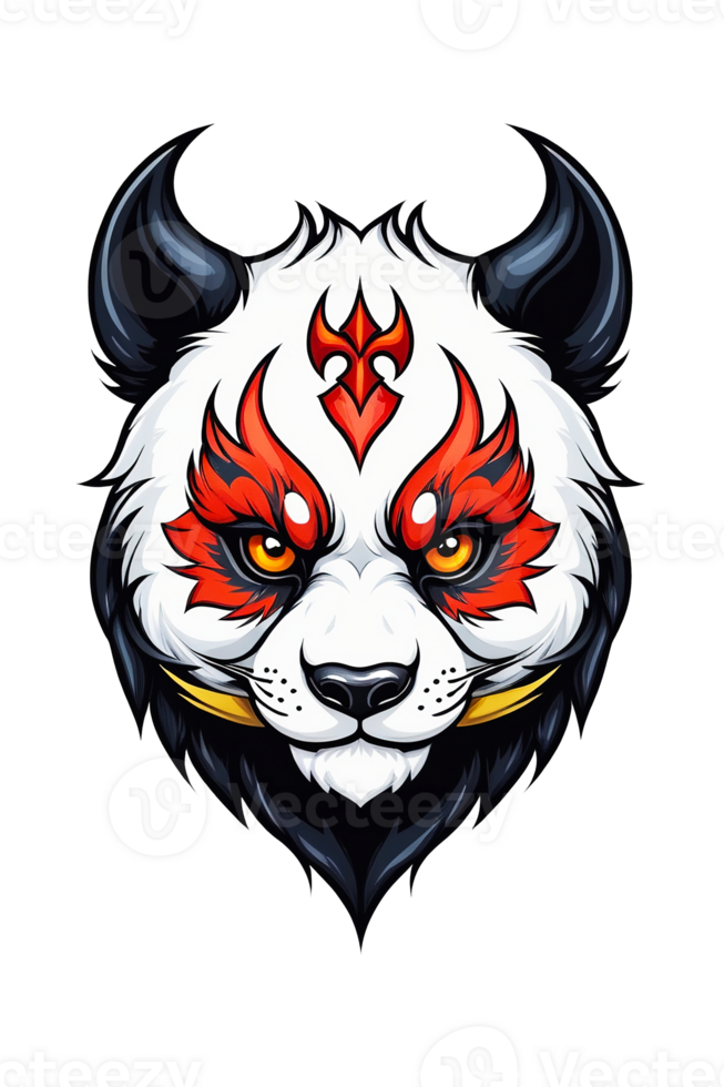 AI generated Illustration of a panda head devil illustration png