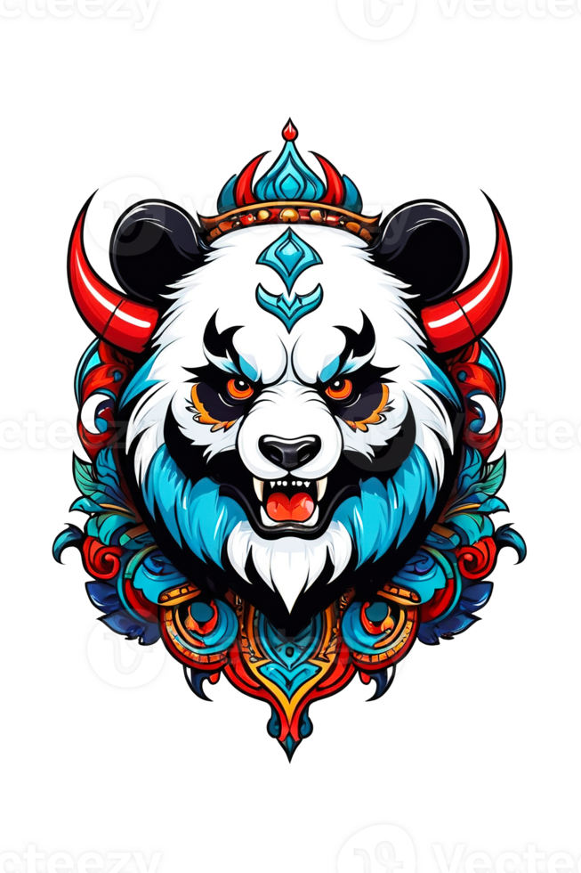 AI generated Illustration of a panda head devil illustration png