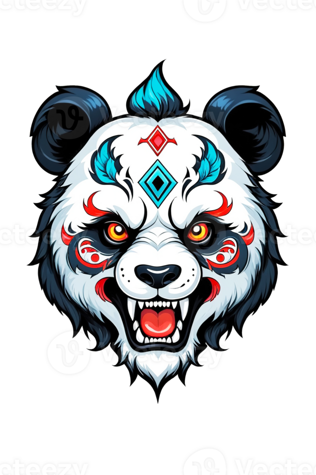 AI generated Illustration of a panda head devil illustration png