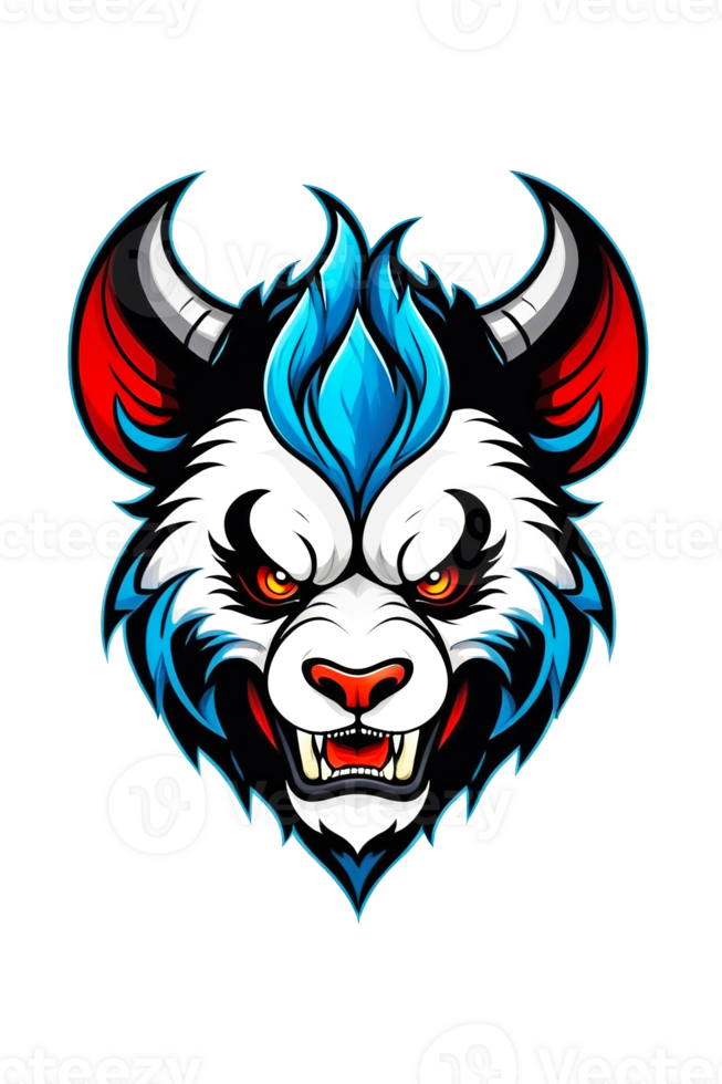 AI generated Illustration of a panda head devil illustration png