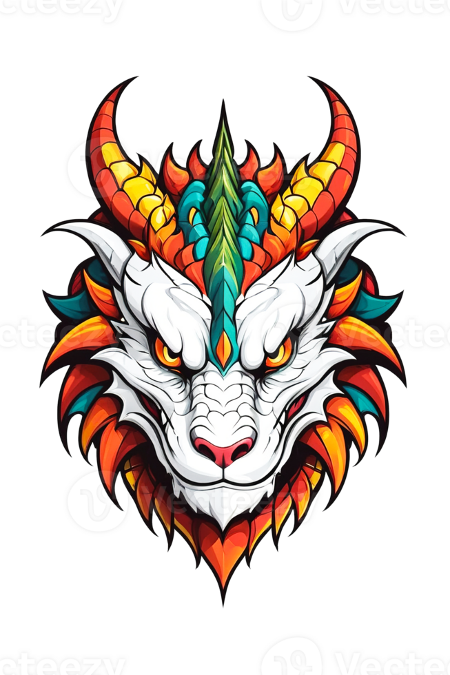 AI generated Dragon head color illustration png
