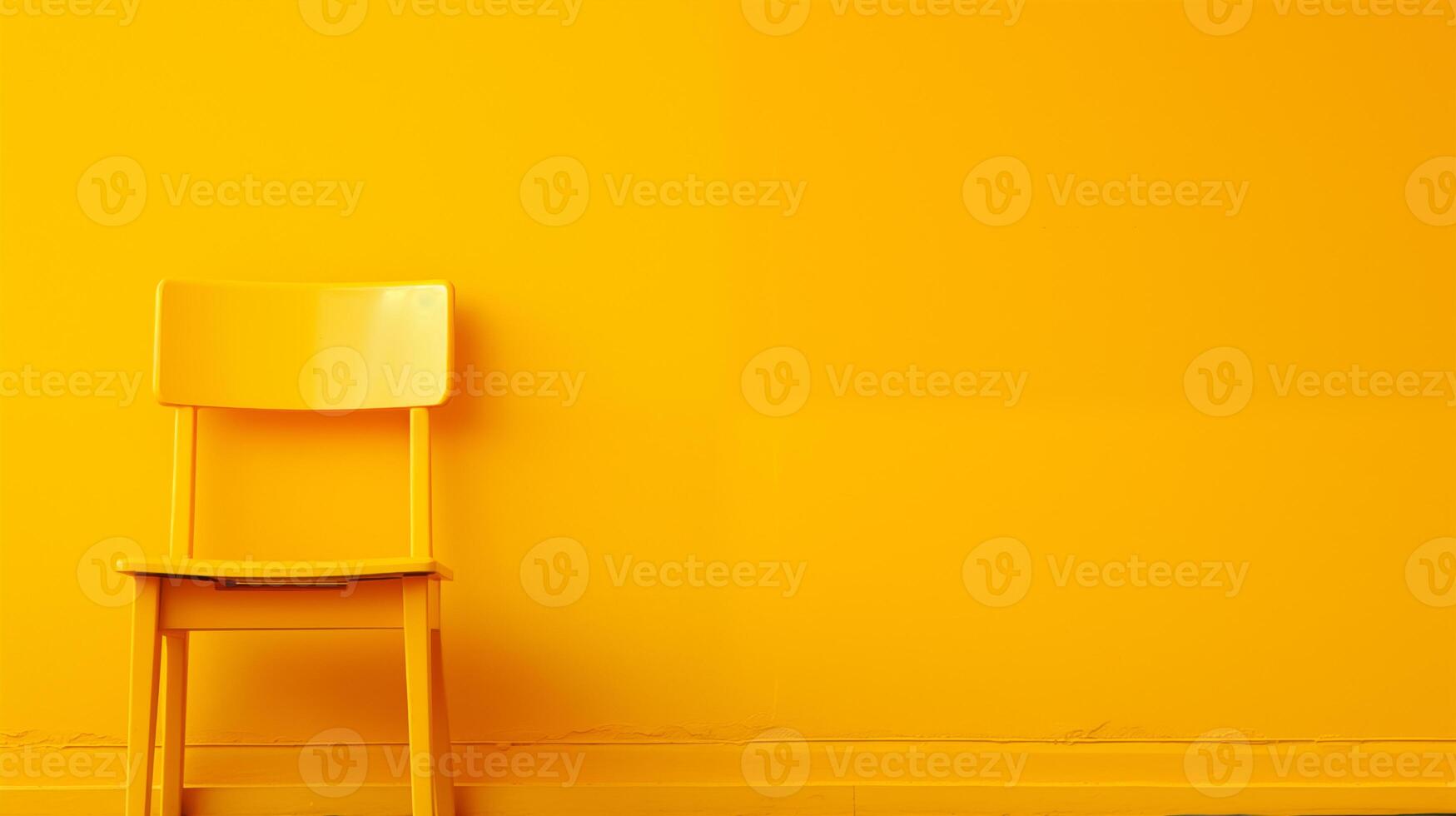 AI generated Minimalist Yellow Chair Against Plain Wall, Interior Design Simplicity photo