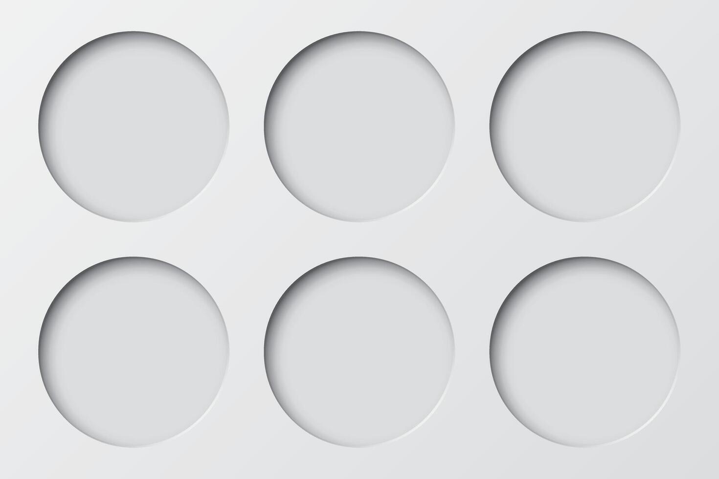 Six of abstract 3 dimension circle frame paper cut on white background. vector