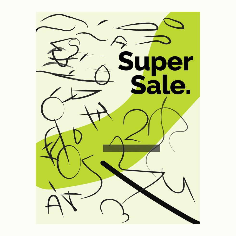 Scribbles Drawing Super Sales Vector Template