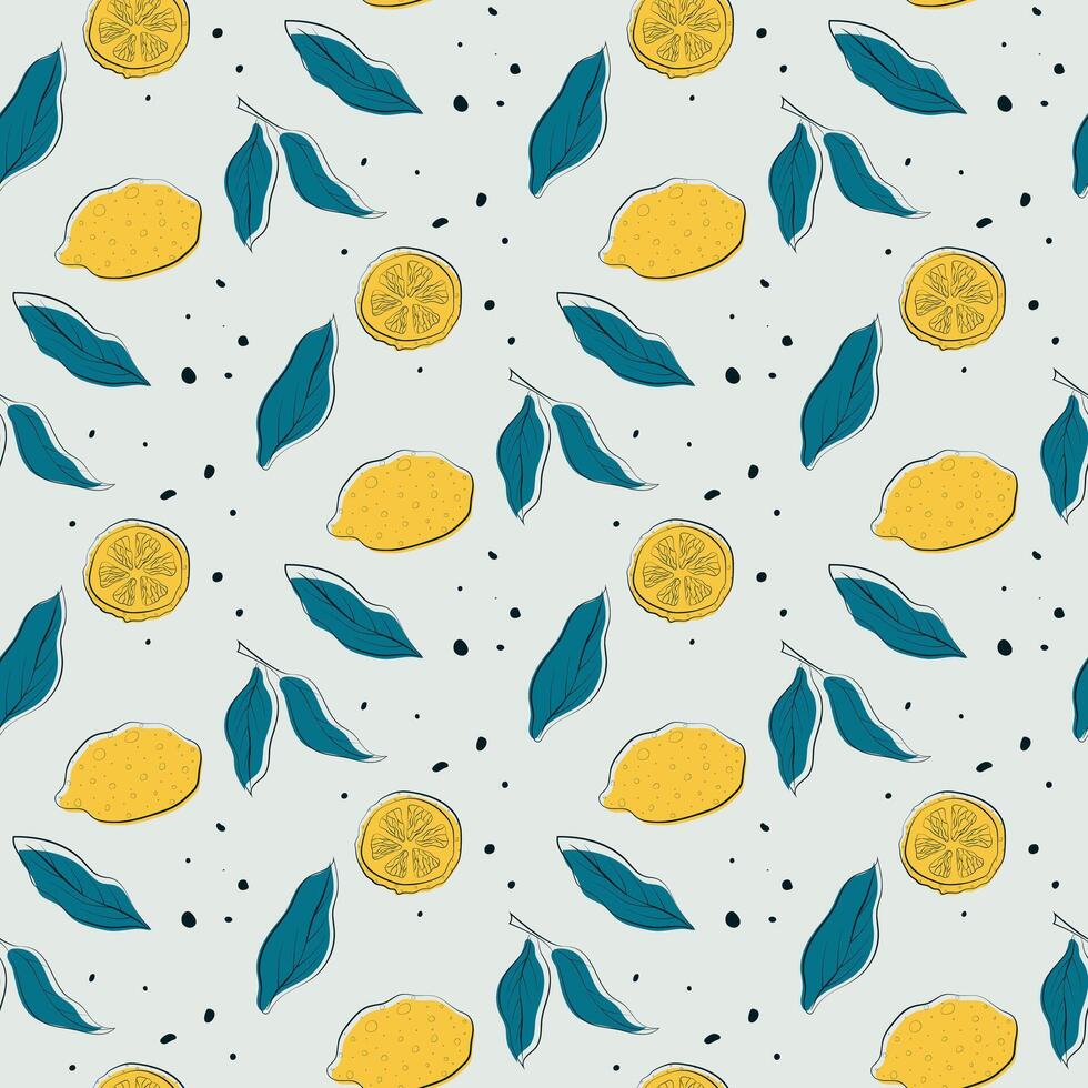 lemon doodle pattern vector