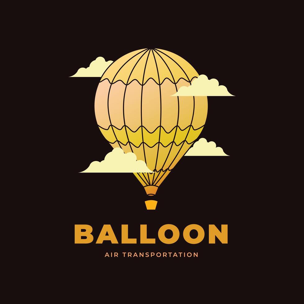 minimal balloon logo icon template design. vector illustration of a hot air balloon in the clouds