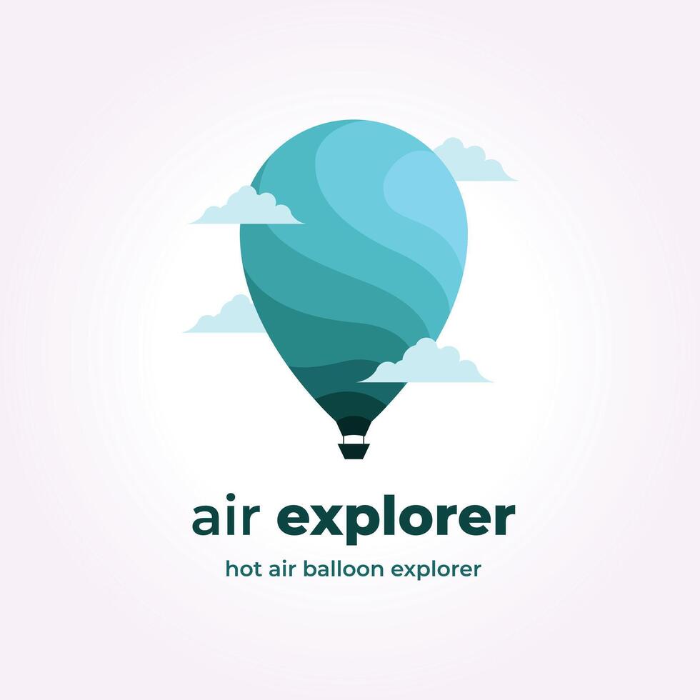 fingerprint air balloon icon template vector. zeppelin aerial sky illustration design with clouds vector
