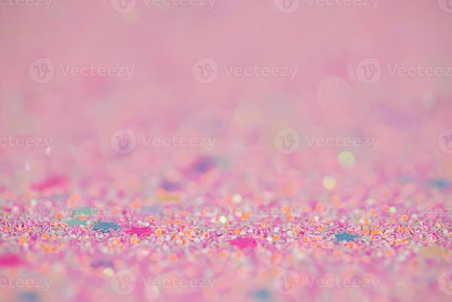 Mixed background, the main part is defocused and the thin focal part. Pink background with stars. photo