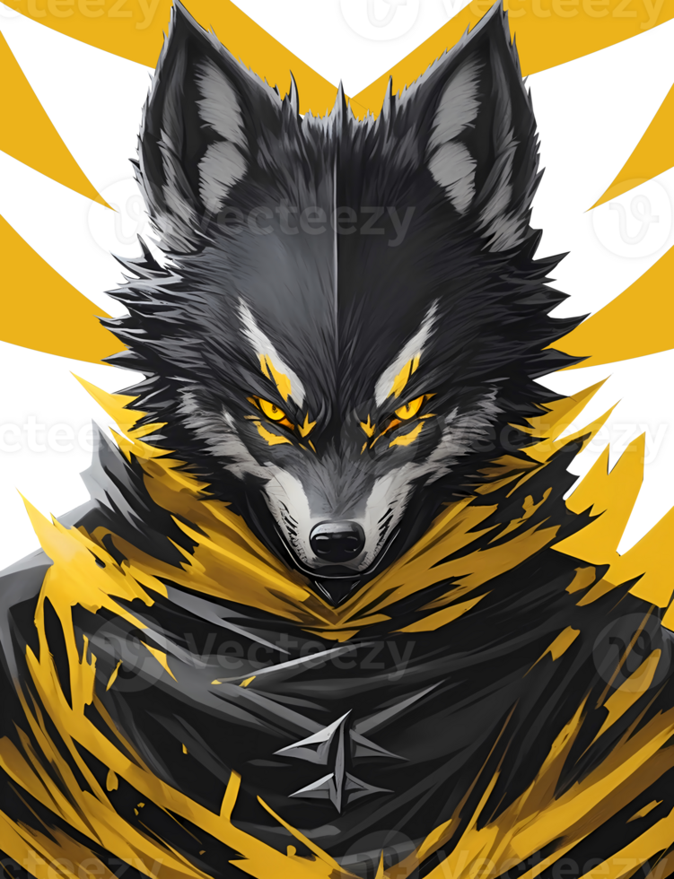fierce and cunning evil ninja wolf with piercing png