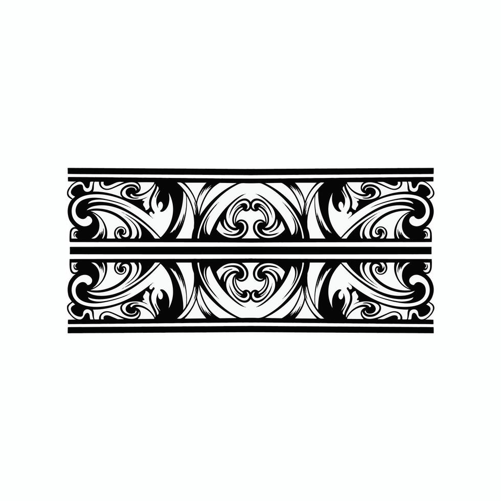 diseño de mandala polinesio tribal, ornamento geométrico del vector del patrón del estilo del tatuaje hawaiano en blanco y negro