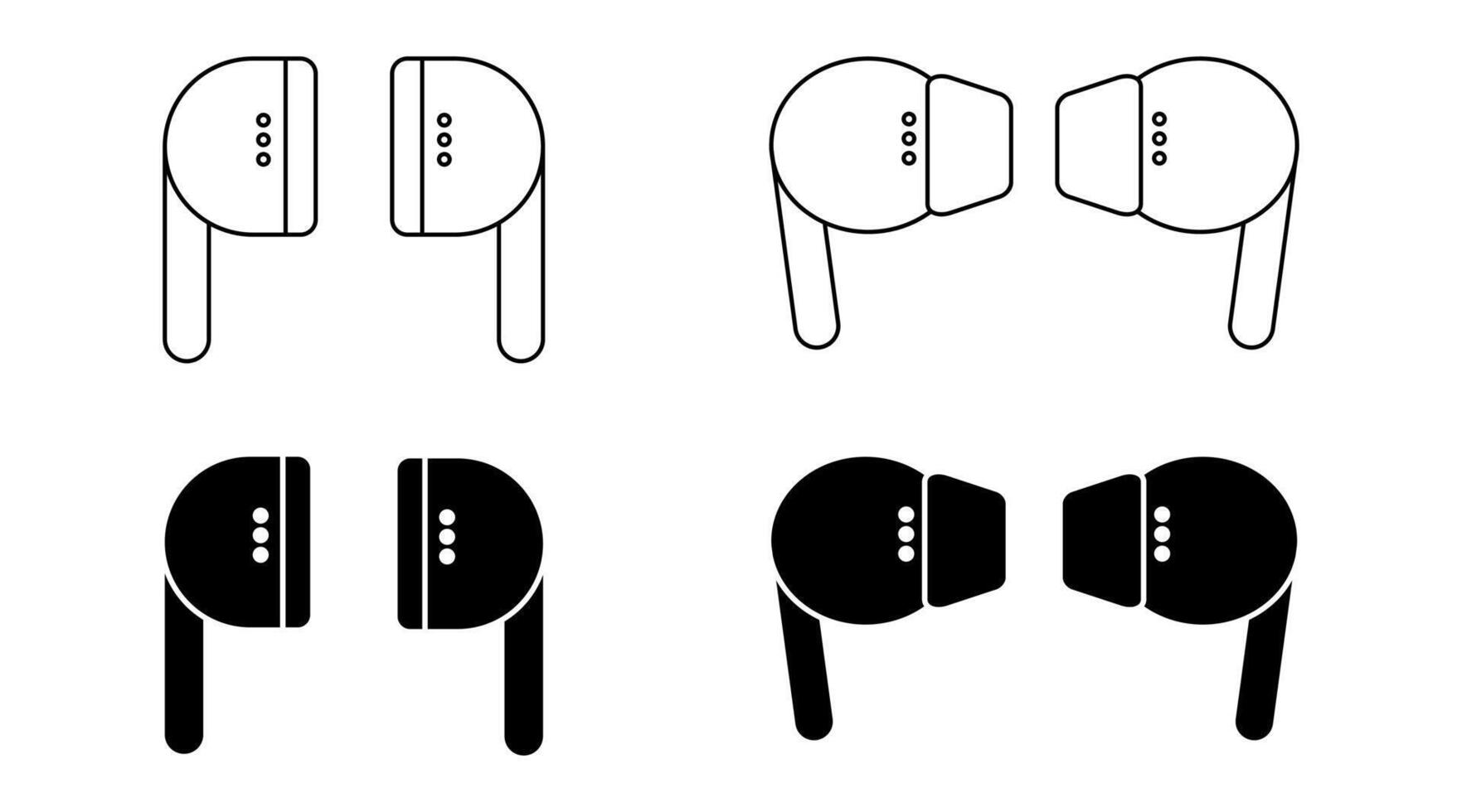 In ear headphones icon set isolated on white background vector