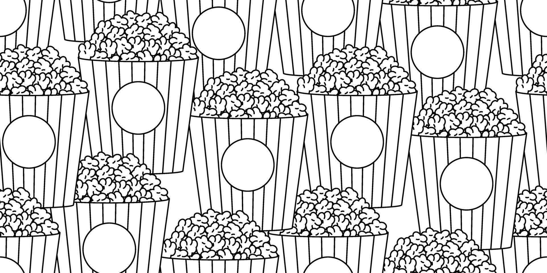 black white popcorn seamless pattern vector