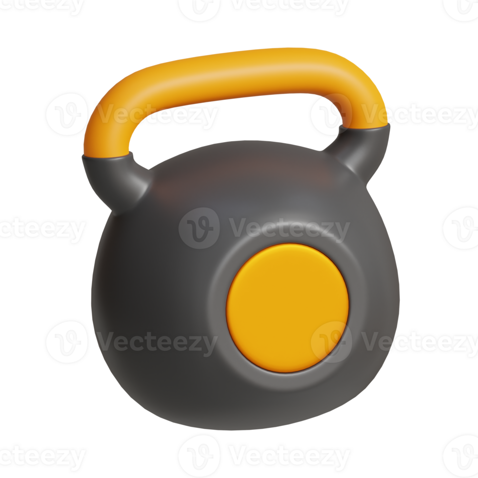 3d rendering of kettlebell fitness icon png