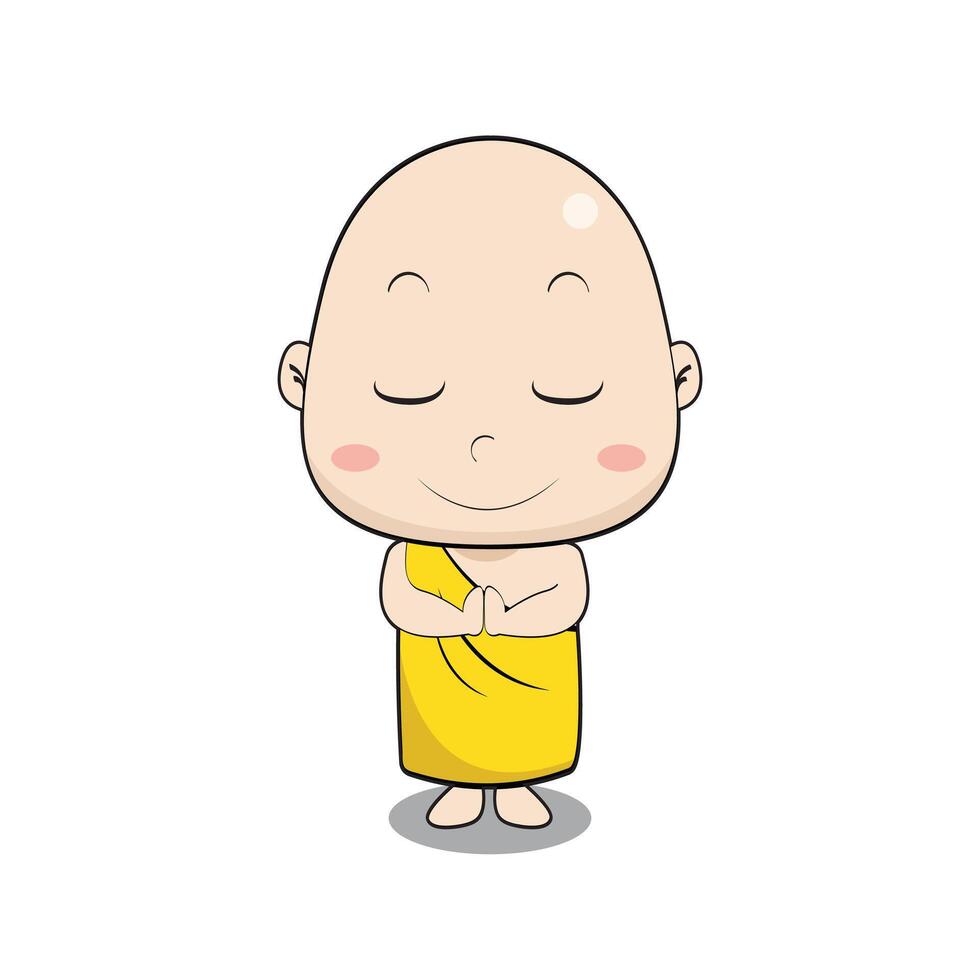 cute little monk cartoon character vector