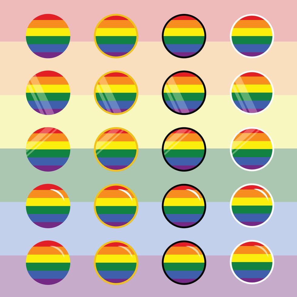 LGBTQ  circle icon. Pride day vector icon. Rainbow love concept. Human rights and tolerance. LGBT gay and lesbian pride symbols, Icon template. Vector illustration isolated on white background.