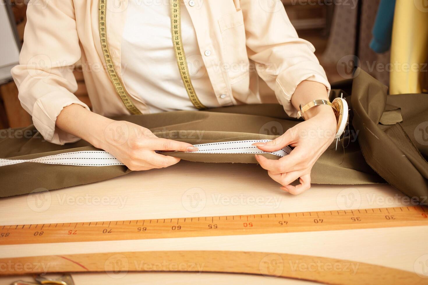 beautiful seamstress woman photo