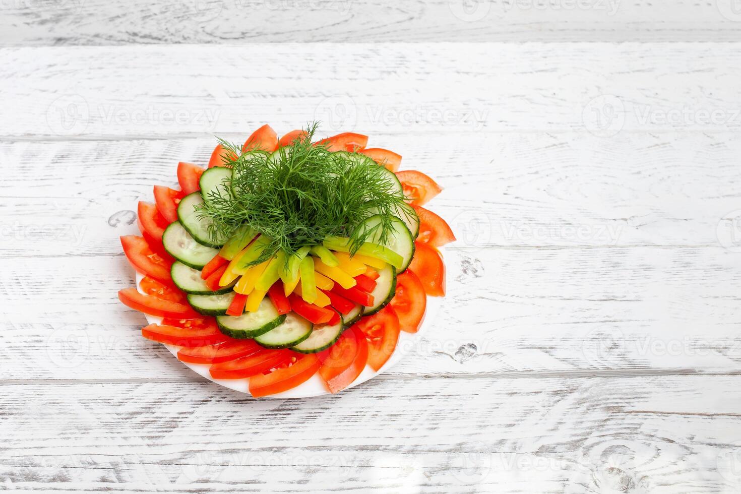 Beautiful sliced vegetables for the festive table photo