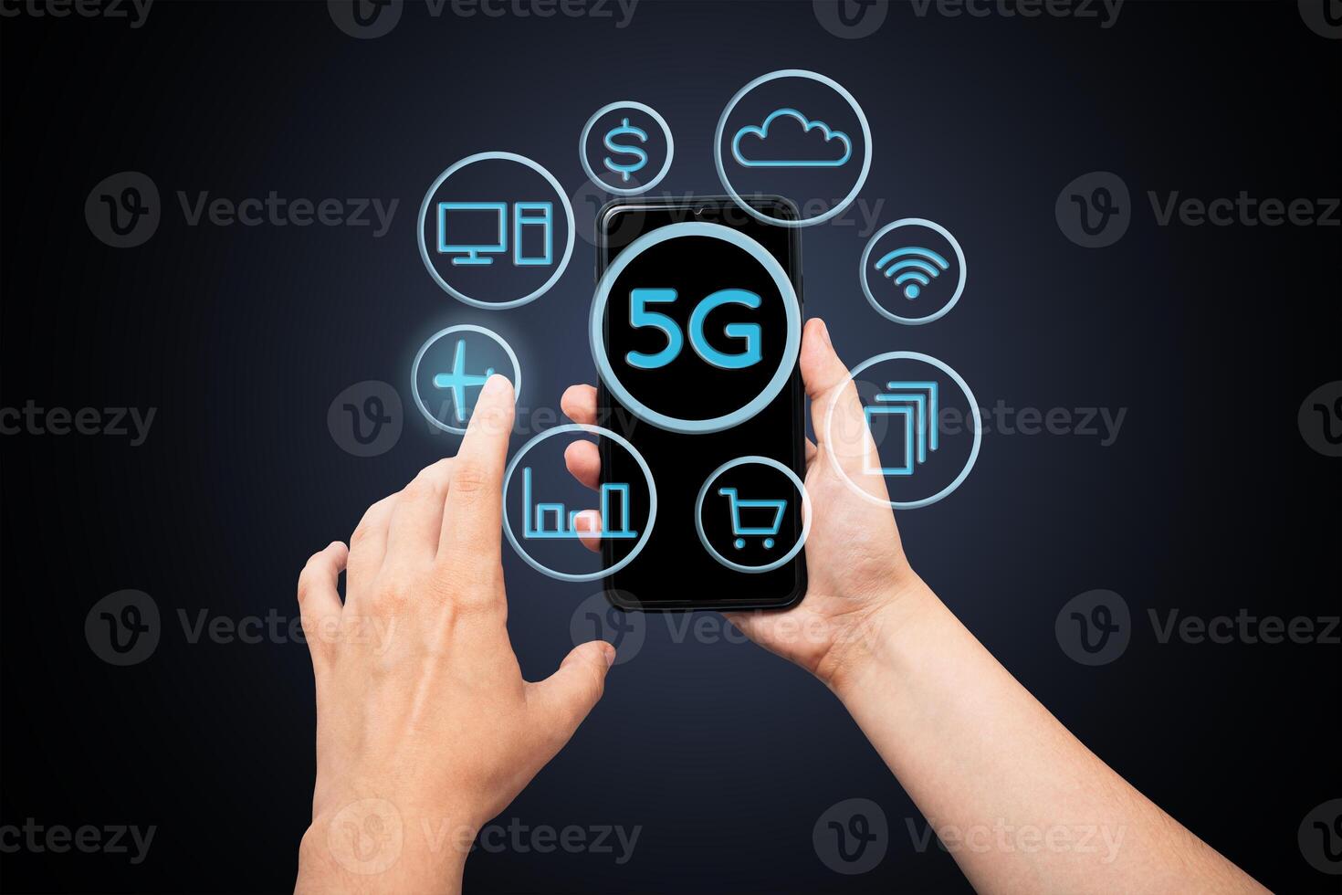 5G Internet is the new technology of the future, linking communication photo