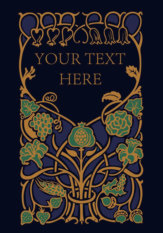 vintage floral book cover retro plants style pattern vector