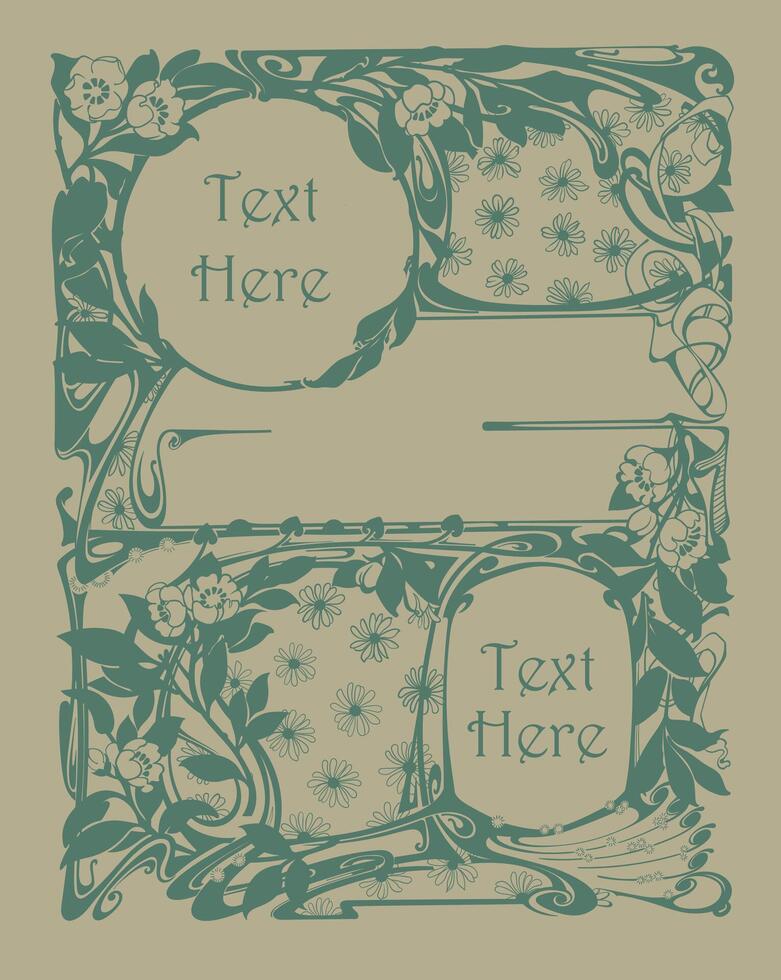 Hand drawn art nouveau frame design vector