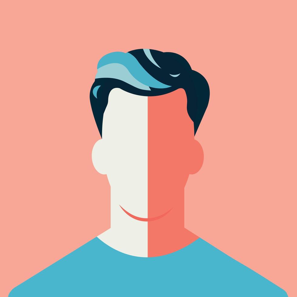 Portrait of a guy. Avatar of a young man. Colorful portrait. Vector flat illustration