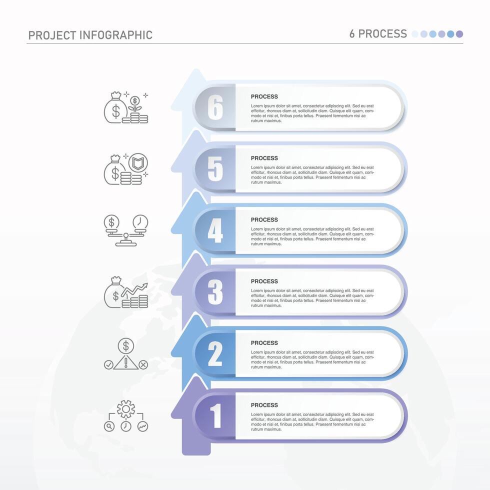 infografía proceso diseño con íconos y 6 6 opciones o pasos. vector