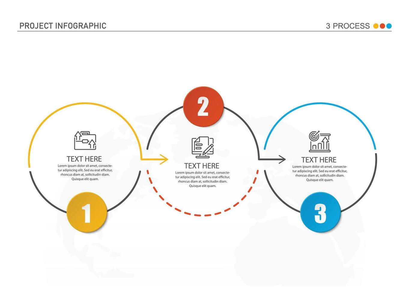 infografía proceso diseño con íconos y 3 opciones o pasos. vector