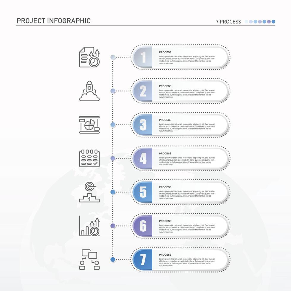 infografía proceso diseño con íconos y 7 7 opciones o pasos. vector