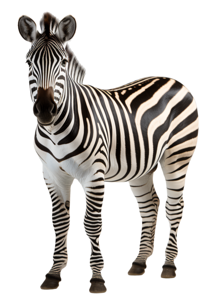 ai generiert schließen oben Porträt von Zebra Tier auf transparent Hintergrund, generativ ai png