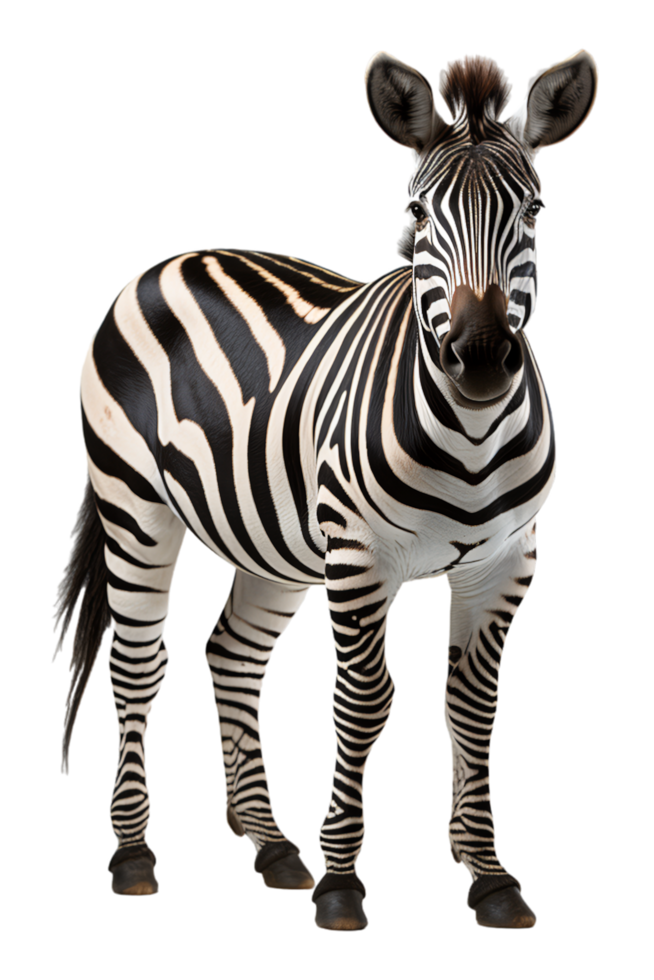 AI generated close up portrait of zebra animal on transparent background, generative ai png