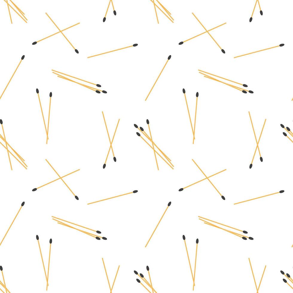 Matchstick seamless pattern on white background. Wood sticks vector