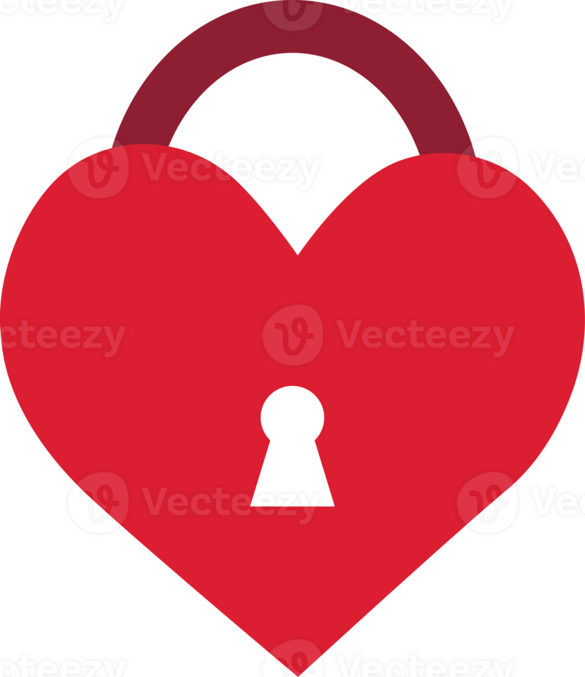 Transparent red heart-shaped unlocked padlock png