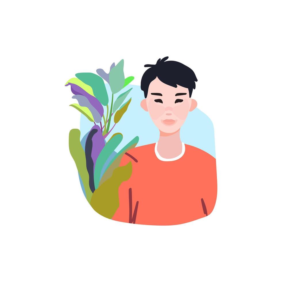 Avatar in a modern minimalist style. The guy in the red sweater. Anime. Vector