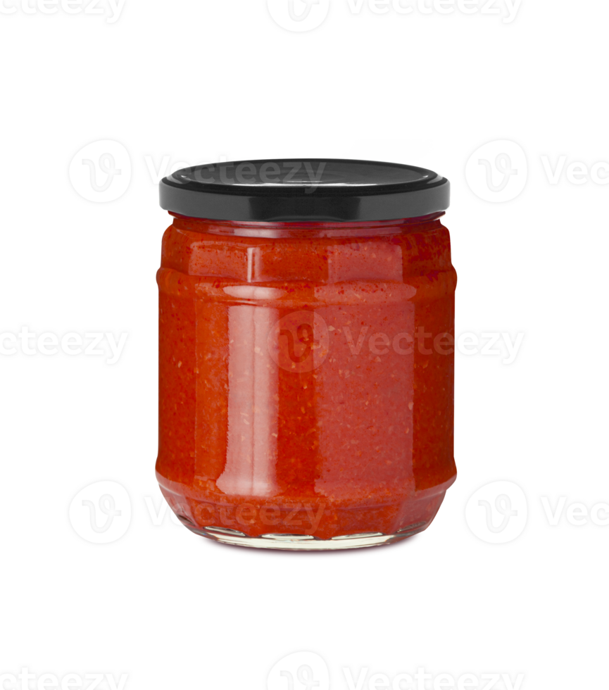 BBQ sauce in glass jar isolated on transparent background with clipping path png
