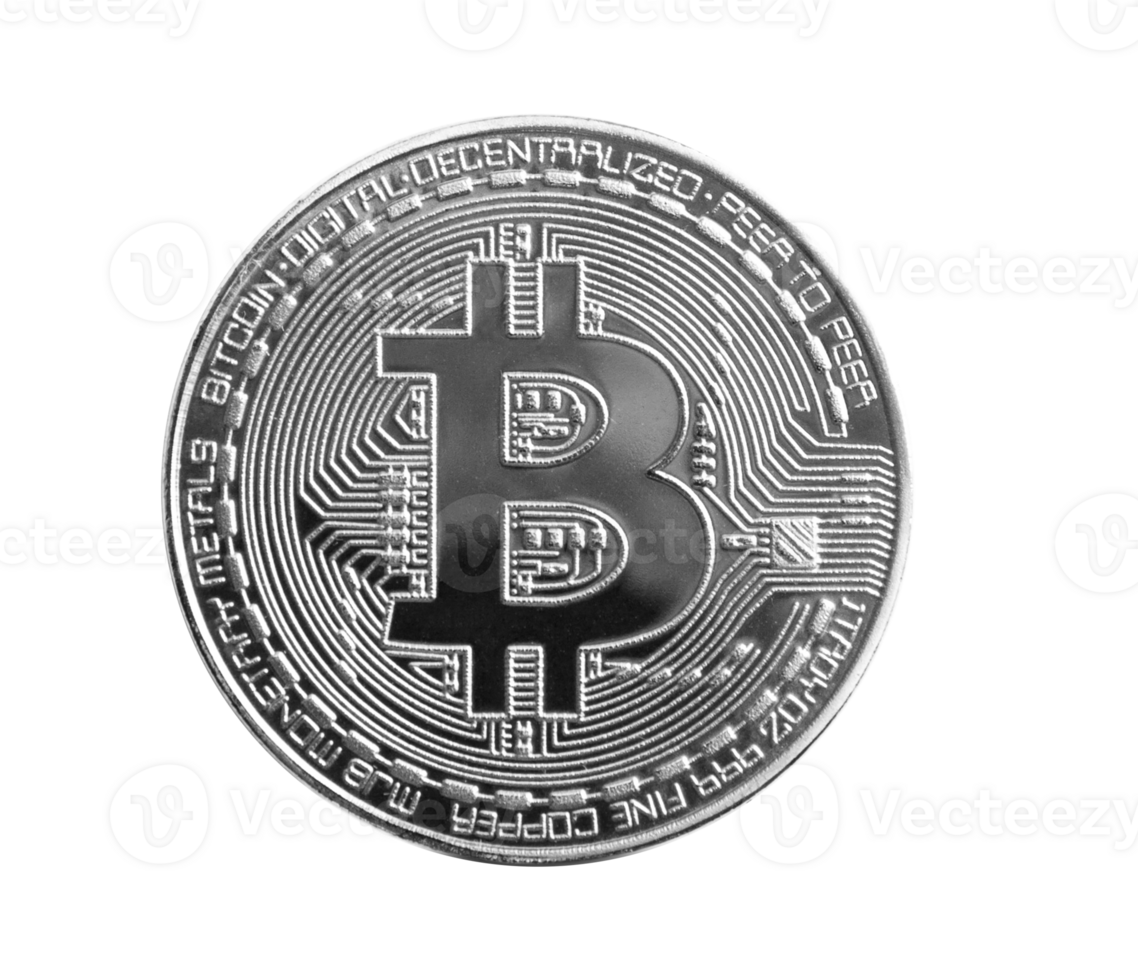 Silver coin crypto money isolated on a transparent background png