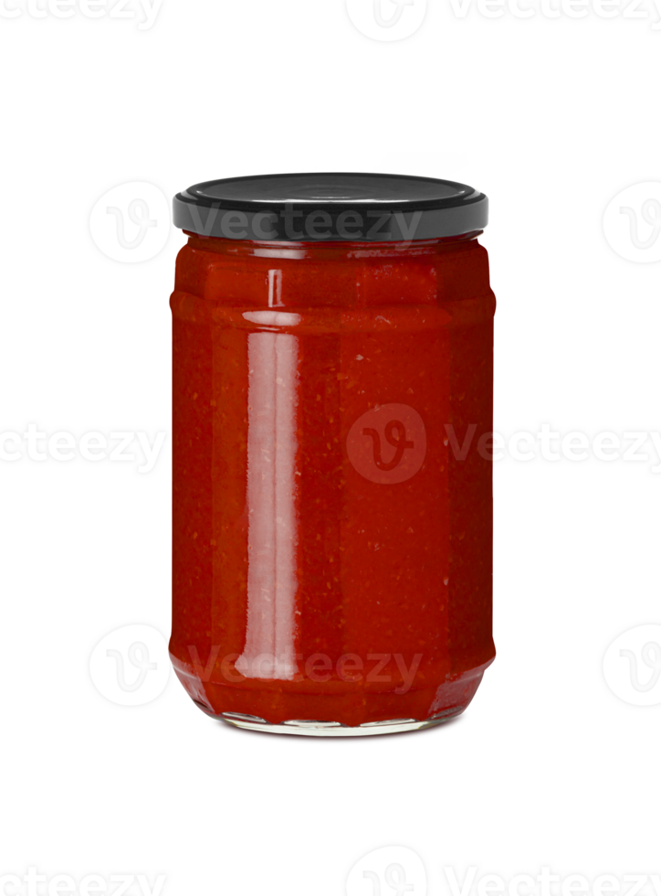 BBQ sauce in glass jar isolated on transparent background with clipping path png