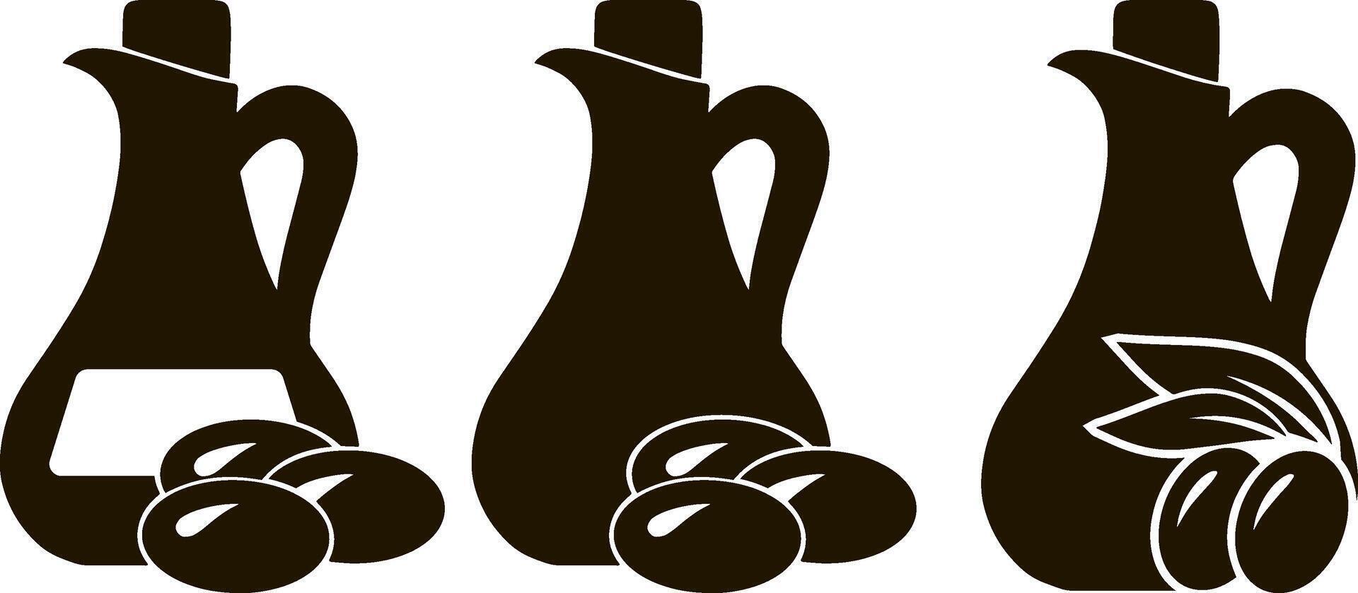 Stencil bottle amphora jug olive icon Food clipart vector