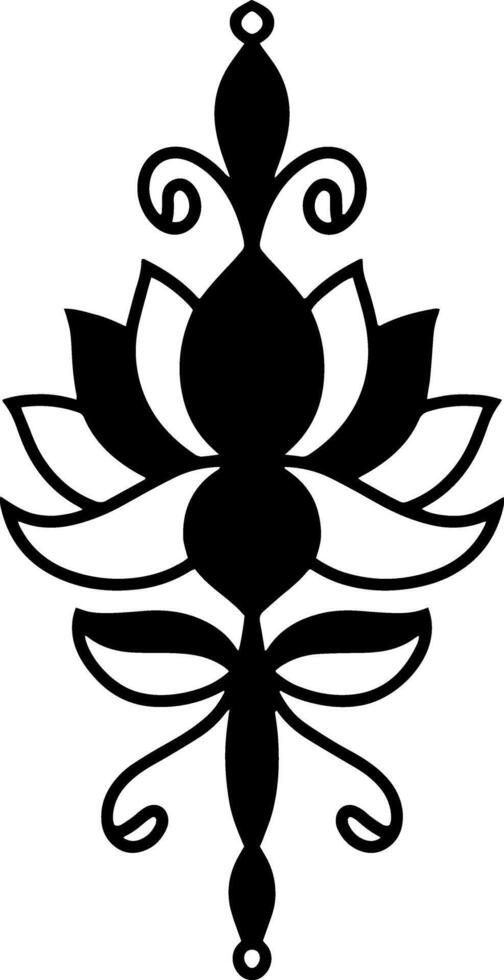 Lotus flower doodle icon Engrawing vector