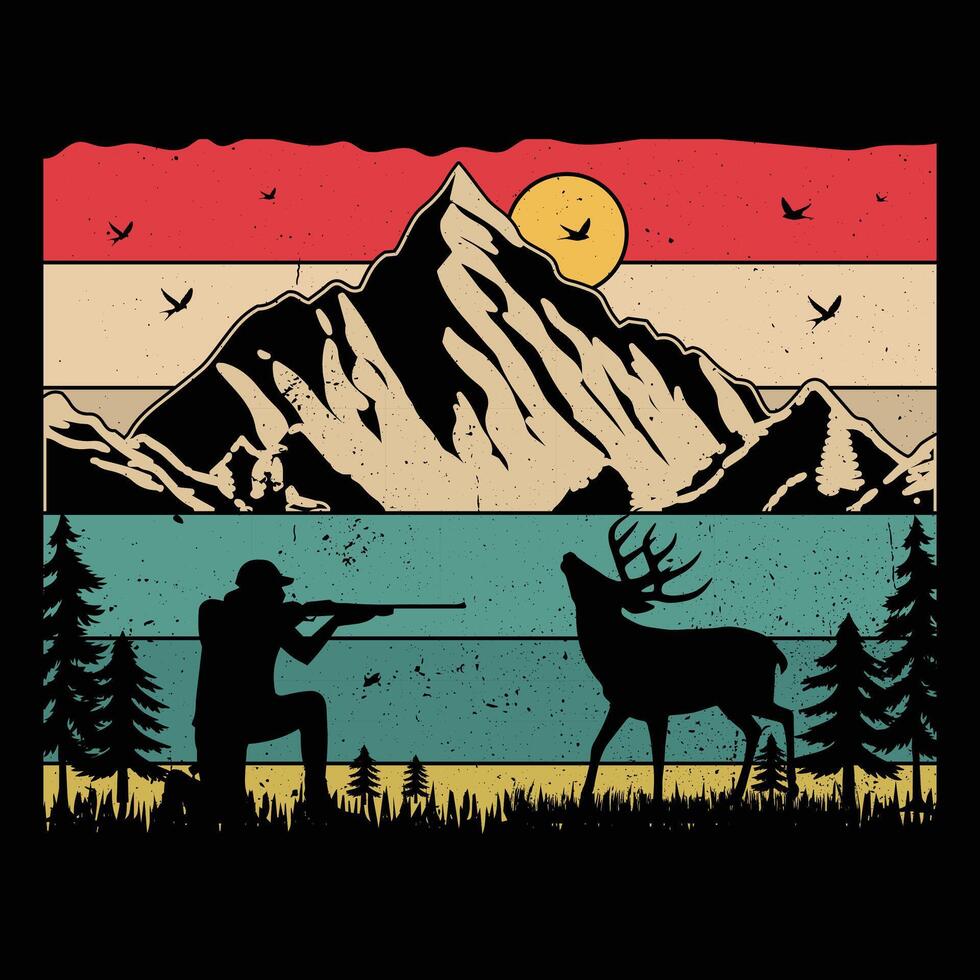 Hunting Retro Vector, T-Shirt mug Logo Retro Design vector