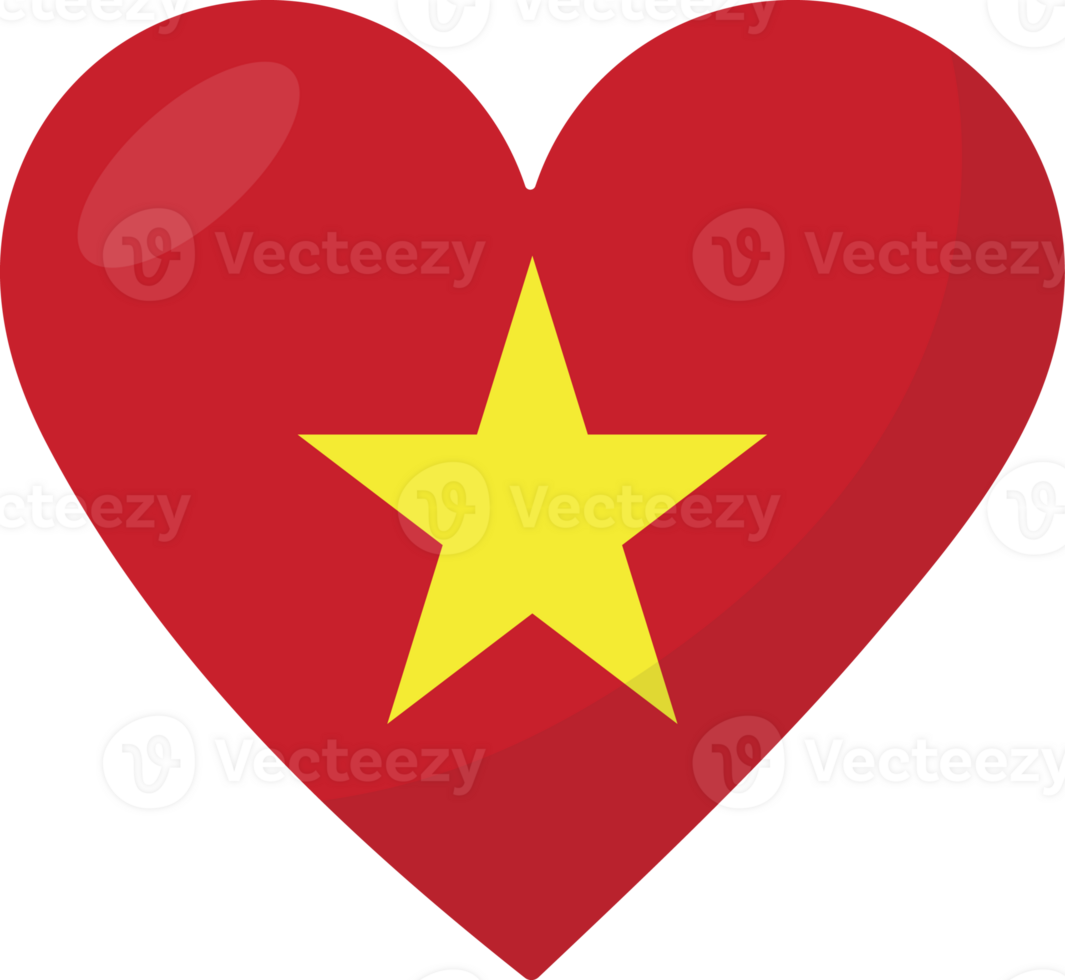 Vietnam flag heart 3D style. png