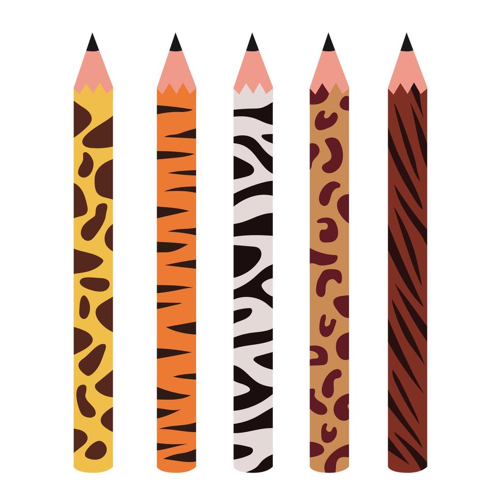 pencil with animal motif cartoon vector