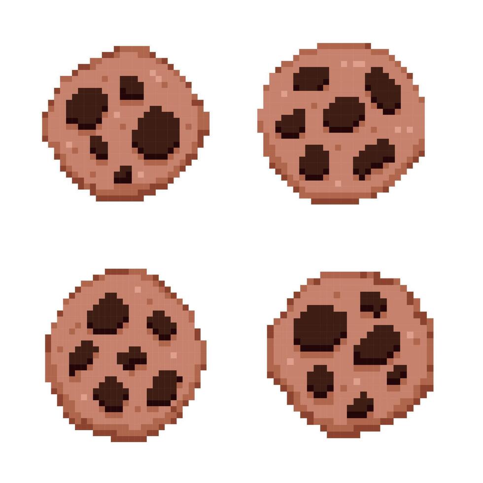 chocolate cookies cute pixel vector