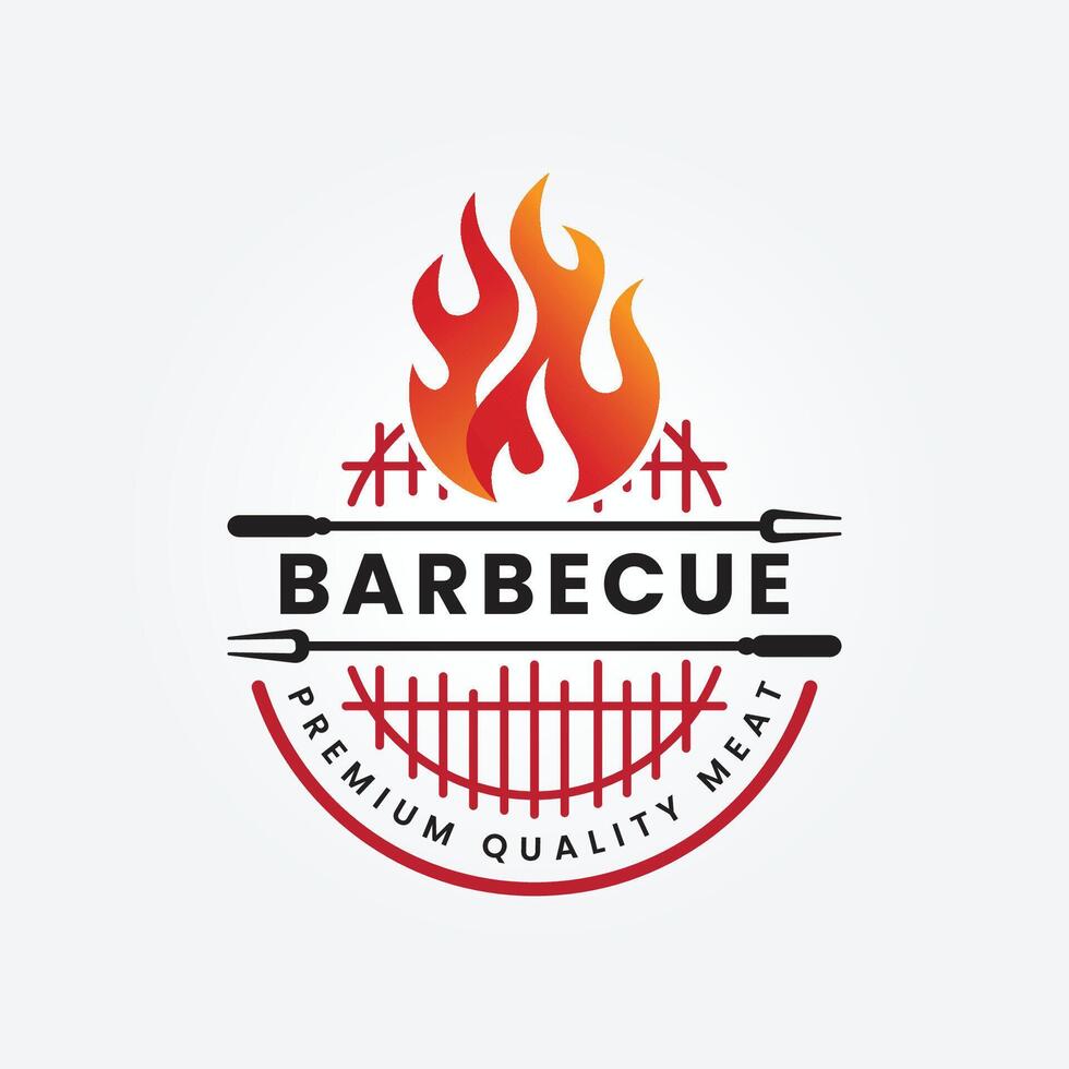 Smoked barbecue and grill logo vector illustration design