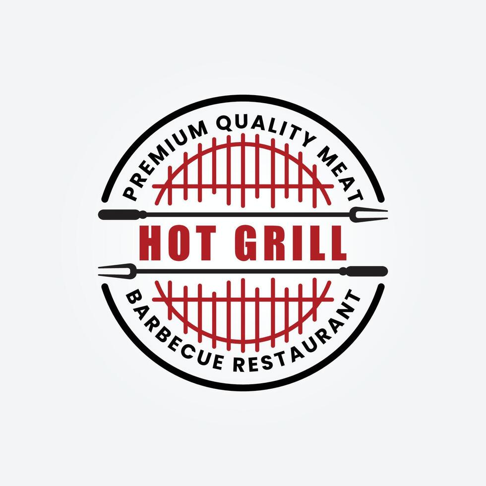 caliente parrilla y parilla logo vector ilustración